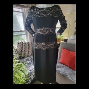 Darling London Times dresses black & tan sheer see through midi dress size 10